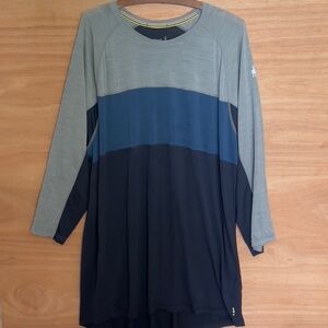 Smartwoot merino sport 120 biking top men's size XL 3/4 sleeve gray blue wool